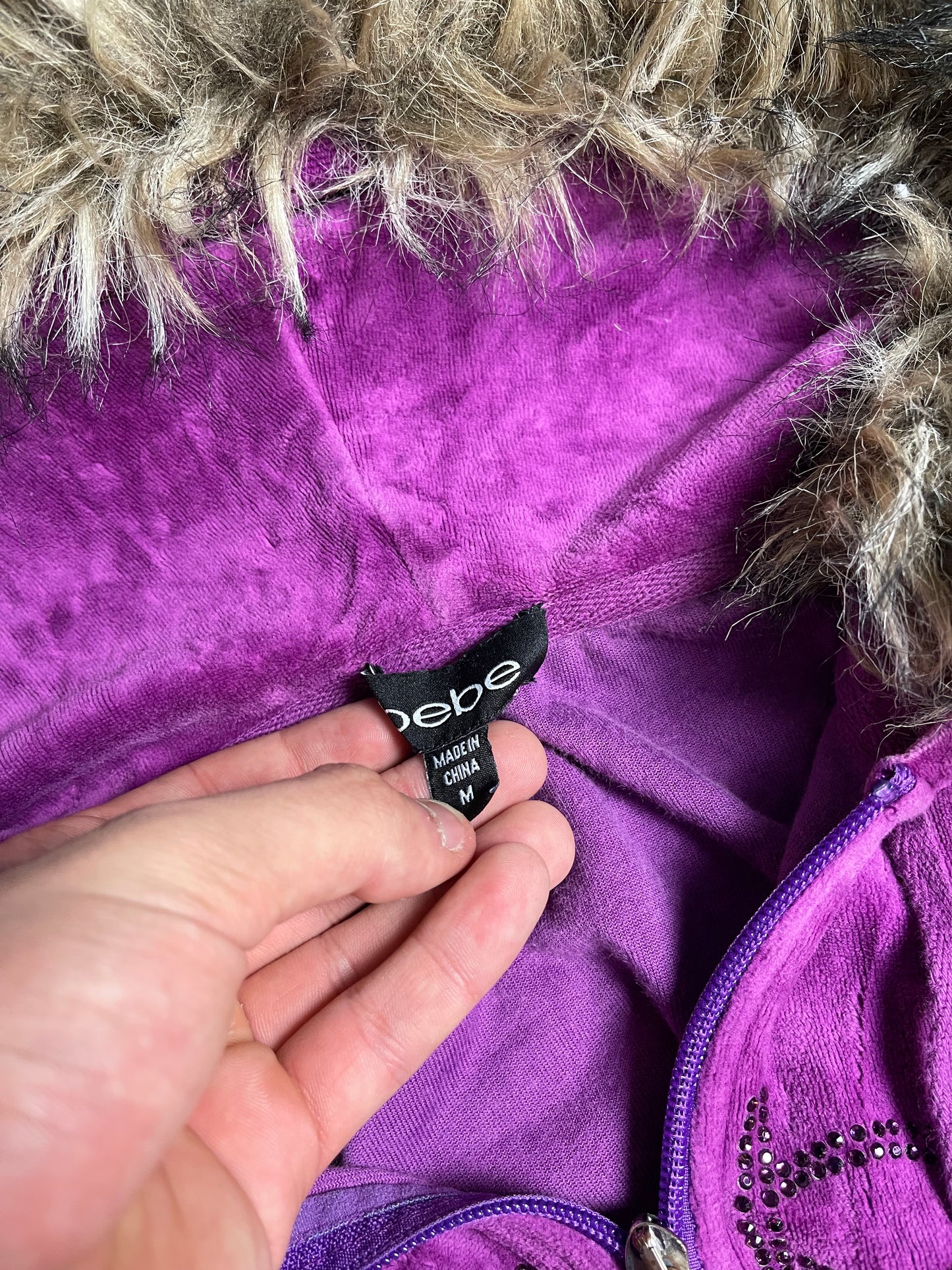 Rare Bebe Velour Zip Up Size S (Tag M)