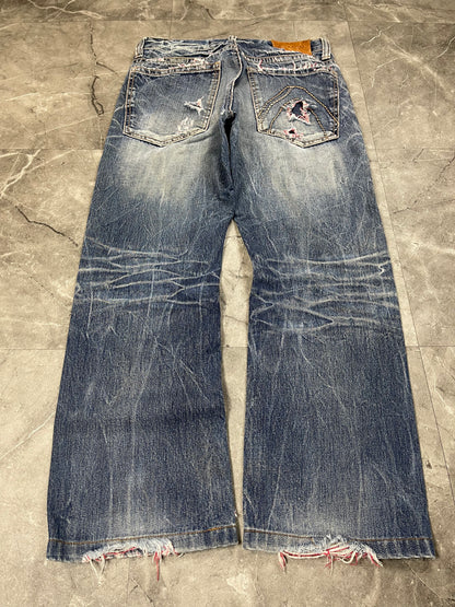 Rare Korean Buckaroo Heavy Washed Jeans S
