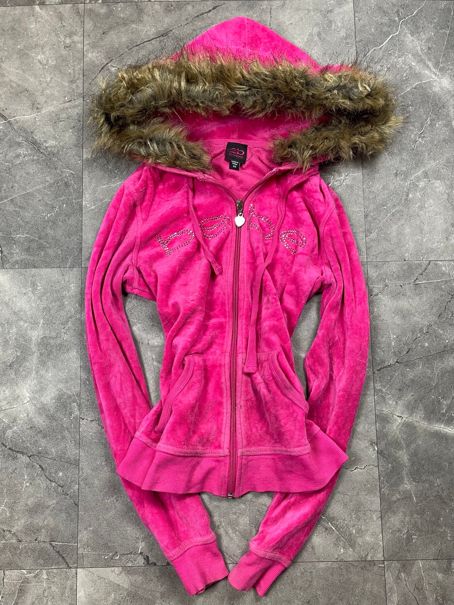 Rare Bebe velour zip up XS