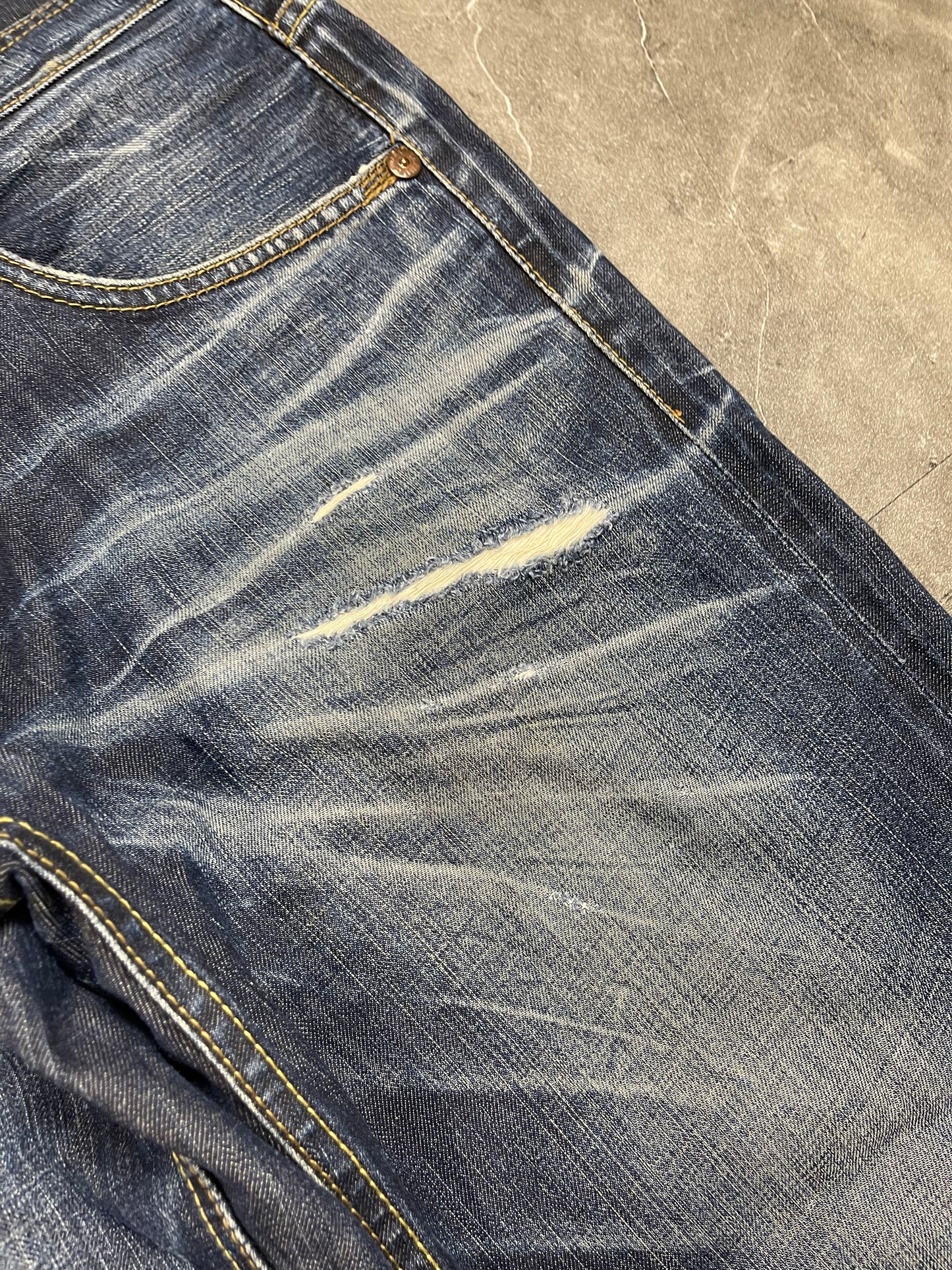 Rare Japanese Heavy Washed Jeans M